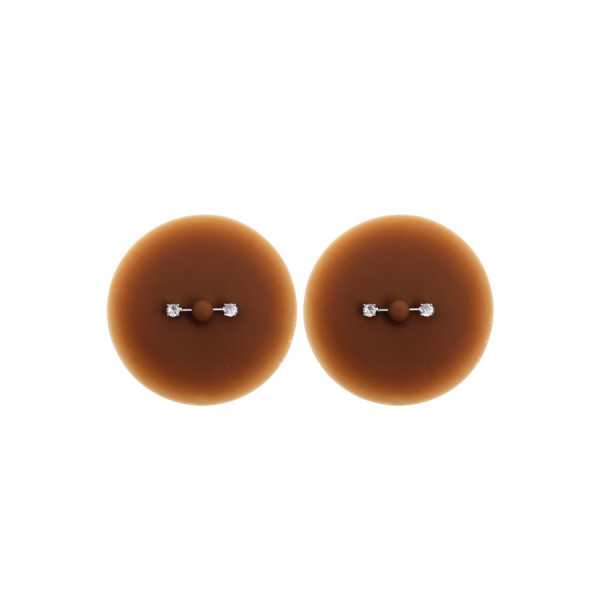 Paire de cache-tétons piercing barre faux diamant peau foncée 